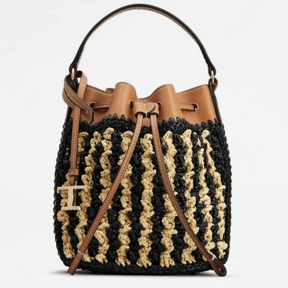 NWT Tod's Micro Raffia Bucket Bag Authentic - Picture 2 of 16